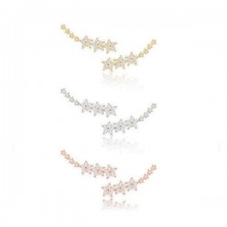 Trendy 925 Silver Needle Star Inlay Zircon Crystal Stud Earrings Jewelry for Women