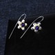 Trendy 925 Sterling Silver Jewelry Simple Long Flower Earrings for Women