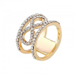 Trendy Alloy Rhinestone Rings Gold Color Infinity Finger Ring for Women