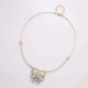 Trendy Balancing Style Dangle Crystal Flower Delicate Pandent Rhinestone Gold Necklace for Women