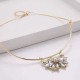 Trendy Balancing Style Dangle Crystal Flower Delicate Pandent Rhinestone Gold Necklace for Women