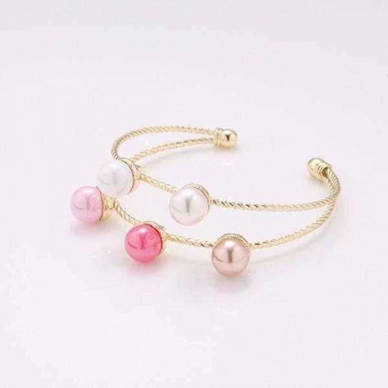 Trendy Balancing Style Double Layer Pearl Bracelet Simple Alloy Rainbow Pearl Bracelets for Women