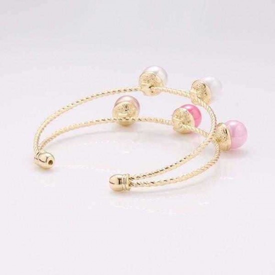 Trendy Balancing Style Double Layer Pearl Bracelet Simple Alloy Rainbow Pearl Bracelets for Women