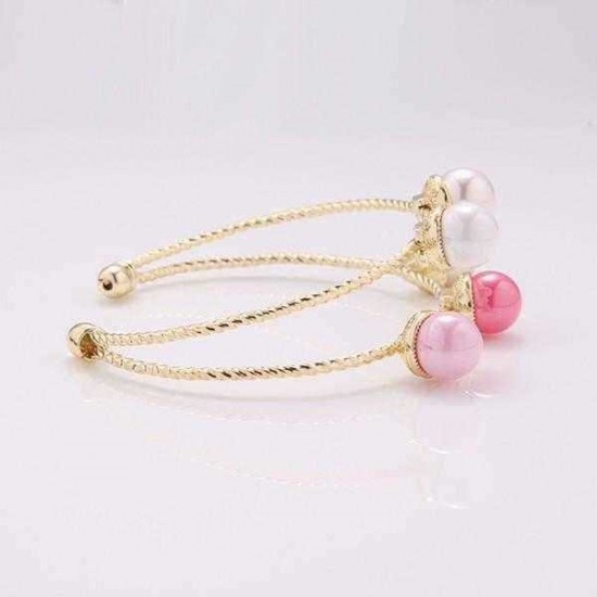 Trendy Balancing Style Double Layer Pearl Bracelet Simple Alloy Rainbow Pearl Bracelets for Women