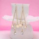 Trendy Balancing Style Gold Square Triangle Dangle Tassel Rhinestone Earrings Gift for Women