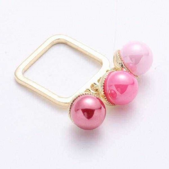 Trendy Balancing Style Sweet Ring Colorful Candy Pearl Square Ring Gift for Women