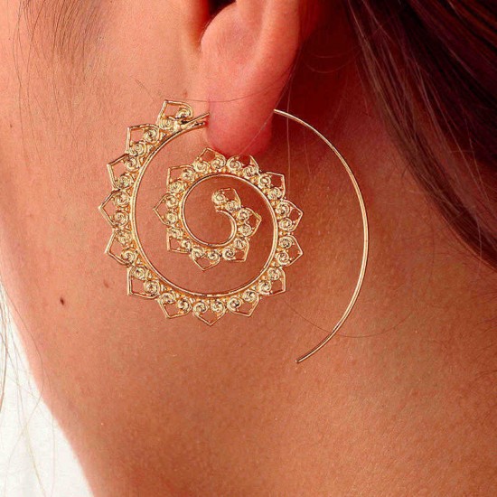 Trendy Big Circle Hoop Exaggerated Spiral Heart Drop Shape Earrings Gift for Women