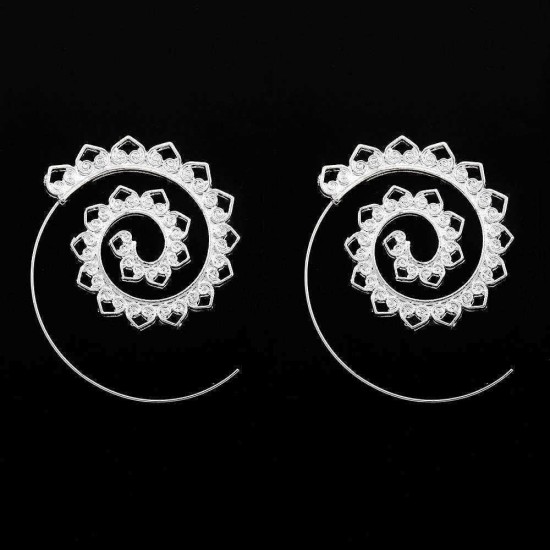 Trendy Big Circle Hoop Exaggerated Spiral Heart Drop Shape Earrings Gift for Women