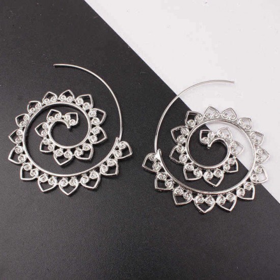 Trendy Big Circle Hoop Exaggerated Spiral Heart Drop Shape Earrings Gift for Women