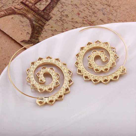 Trendy Big Circle Hoop Exaggerated Spiral Heart Drop Shape Earrings Gift for Women