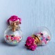 Trendy Colorful Glass Ball Stars Ear Stud Flower Earrings