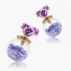 Trendy Colorful Glass Ball Stars Ear Stud Flower Earrings