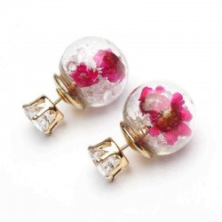 Trendy Colorful Rhinestone Glass Ball Flower Round Earrings Gift for Women