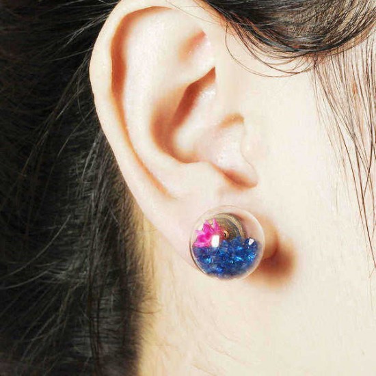 Trendy Colorful Rhinestone Glass Ball Flower Round Earrings Gift for Women