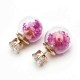 Trendy Colorful Rhinestone Glass Ball Flower Round Earrings Gift for Women