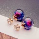 Trendy Colorful Rhinestone Glass Ball Flower Round Earrings Gift for Women