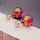 Trendy Colorful Rhinestone Glass Ball Flower Round Earrings Gift for Women