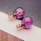 Trendy Colorful Rhinestone Glass Ball Flower Round Earrings Gift for Women