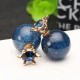 Trendy Crystal Blue Ball Crown Ear Stud Exquisite Best Gift Earrings Jewelry for Women