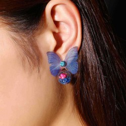 Trendy Crystal Glass Ball Flower Butterfly Fabric Earrings for Women