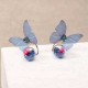 Trendy Crystal Glass Ball Flower Butterfly Fabric Earrings for Women