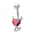 Trendy Dazzling Heart Zirconia Devil Style Belly Button Ring Piercing Navel Ring Women Body Jewelry