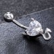 Trendy Dazzling Heart Zirconia Devil Style Belly Button Ring Piercing Navel Ring Women Body Jewelry