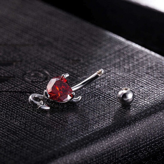 Trendy Dazzling Heart Zirconia Devil Style Belly Button Ring Piercing Navel Ring Women Body Jewelry