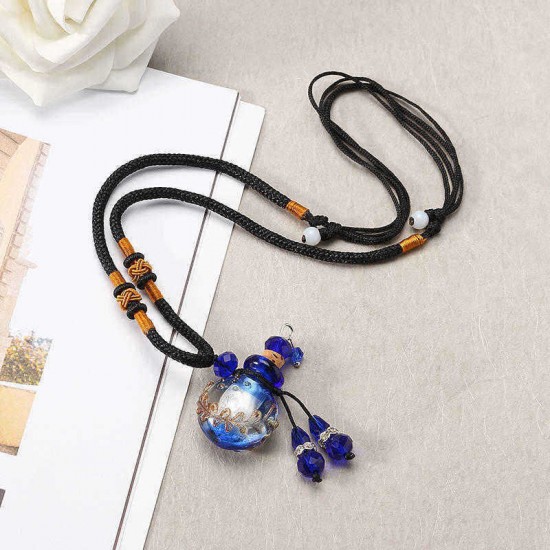 Trendy Delicate Aromatherapy Oils Glass Bottle Pendant Leather Long Necklace Gift for Women Men