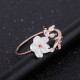 Trendy Delicate Zirconia Crystal Ring Leaf Shell Flower Rose Gold Open-end Rings for Women Girl