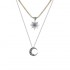 Trendy Double Layer Rhinestone Inlay Star Moon Pendant Necklace Best Gift for Women