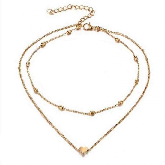 Trendy Double-layered Heart Anklet Peach Heart Beach Anklet