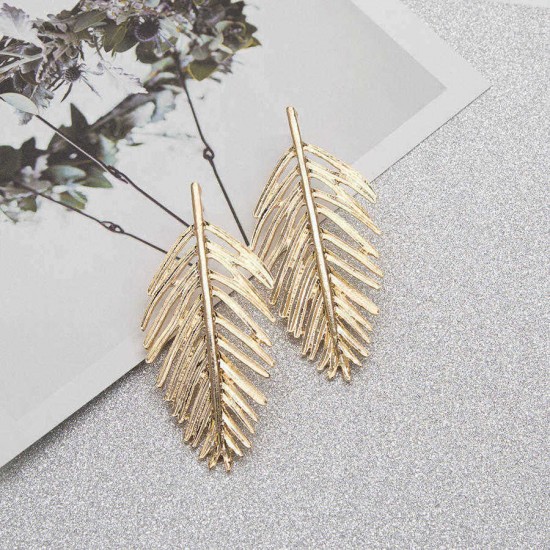 Trendy Ear Drop Leaves Silver Gold Earring Statement Pendientes Mujer Jewelry Long Dangle for Women