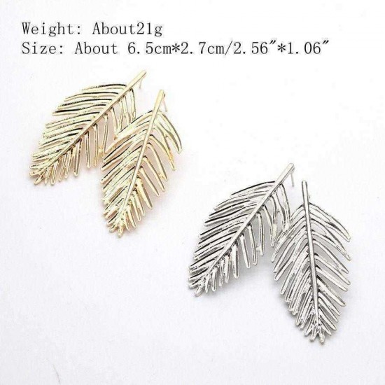 Trendy Ear Drop Leaves Silver Gold Earring Statement Pendientes Mujer Jewelry Long Dangle for Women