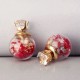 Trendy Ear Stud Double Color Baby's Breath Glass Ball Flower Earrings