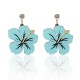 Trendy Exaggerated Style Rose Red Blue Flower Rhinestone Women Earrings