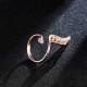 Trendy Finger Ring Rose Gold Plated Angel Wing Inlay Zircon Women Jewelry Anallergic