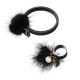 Trendy Fuzzy Ball Rhinestone Elastic Bracelets Finger Rings