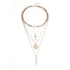 Trendy Geometric Key Snake Pendant Chain Necklace Multi-layer Color Rice Beaded Pearl Necklace