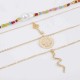 Trendy Geometric Key Snake Pendant Chain Necklace Multi-layer Color Rice Beaded Pearl Necklace