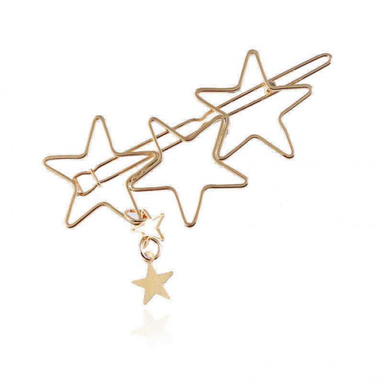 Trendy Hair Accessories Hollow Five Point Stars Alloy Hairpin Hair Clip Star Pendant for Women