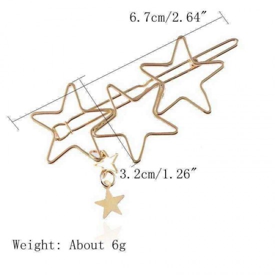 Trendy Hair Accessories Hollow Five Point Stars Alloy Hairpin Hair Clip Star Pendant for Women