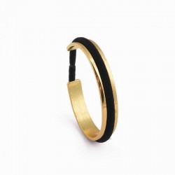 Trendy Hair Tie Bracelet Gold Silver Color Black Rope Open Cuff Bracelets for Women