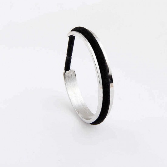 Trendy Hair Tie Bracelet Gold Silver Color Black Rope Open Cuff Bracelets for Women