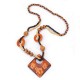 Trendy Handmade Wood Bead Long Chain Pendant Fish Elephant Charm Necklace for Women