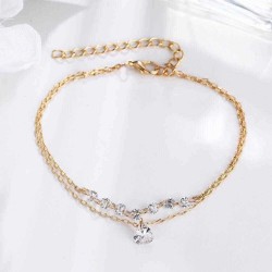 Trendy Heart Crystal Charm Bracelet Multilayer Bridal Wedding Crystal Bracelets for Women