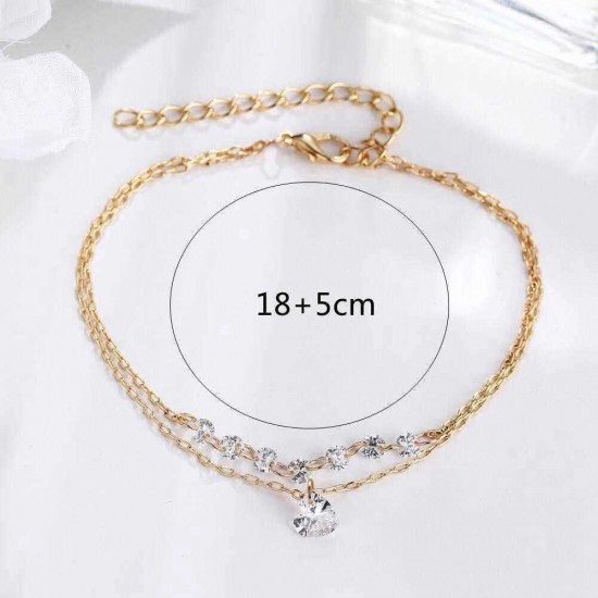 Trendy Heart Crystal Charm Bracelet Multilayer Bridal Wedding Crystal Bracelets for Women