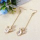 Trendy Irregular 18K Golden Earrings White Shell Rhinestones Ear Drop Earring for Women