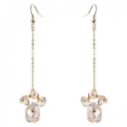 Trendy Irregular 18K Golden Earrings White Shell Rhinestones Ear Drop Earring for Women