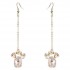 Trendy Irregular 18K Golden Earrings White Shell Rhinestones Ear Drop Earring for Women